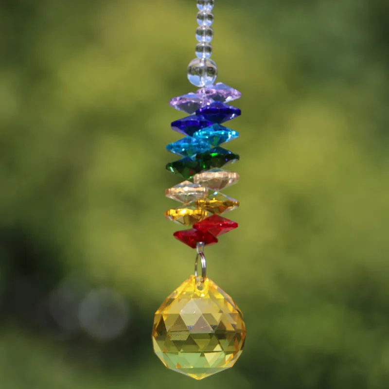 1 шт. 7 цветных кристаллов чакр в виде ловца солнца призмы подвеска ручной работы