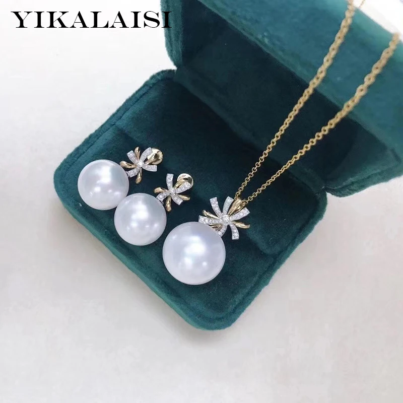 

YIKALAISI 925 пробы, Ювелирный Комплект с серебром, женские, круглые, натуральные, 8-10 мм, набор пресноводных жемчужин, Новые поступления, оптовые п...