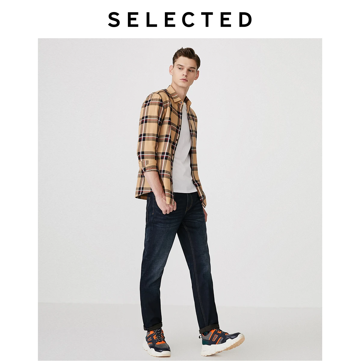 Джинсы мужские прямые из хлопка со средней посадкой | Мужская одежда