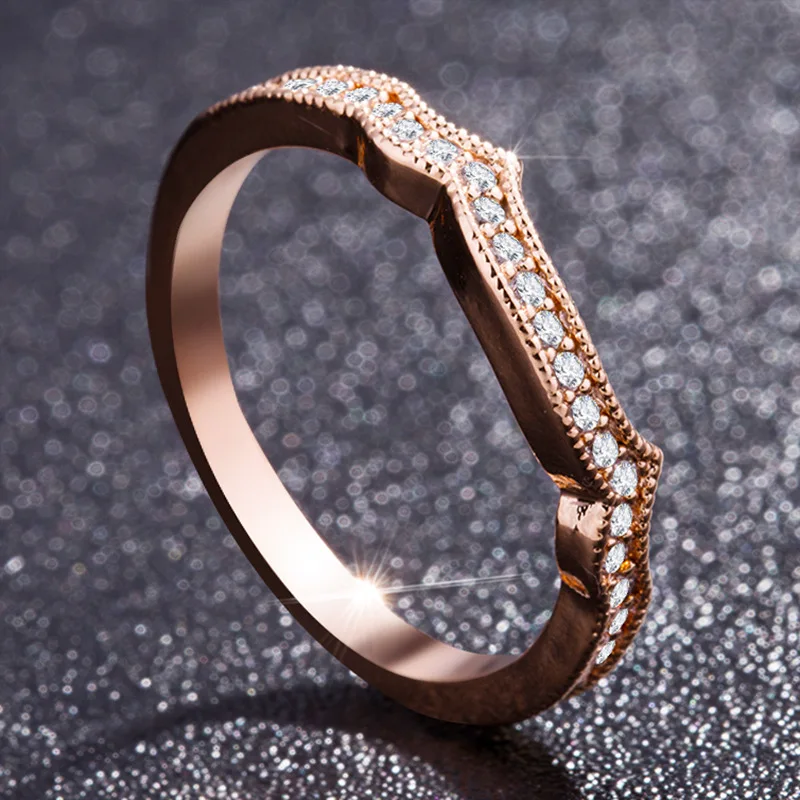 Женское кольцо из розового золота с бриллиантами 14 к|Кольца| |