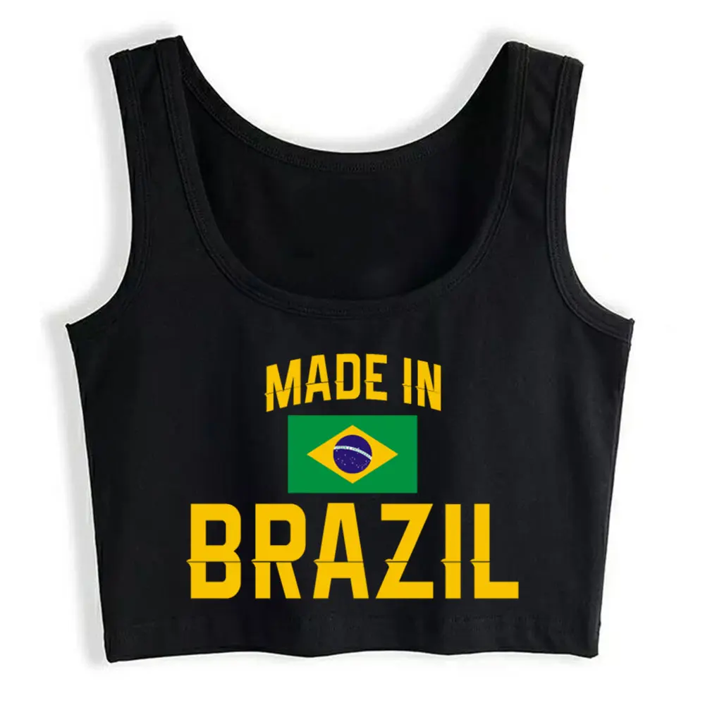 

Crop Top Sport Brazil Brazil Brazil Comic White Sleeveless Tops Women