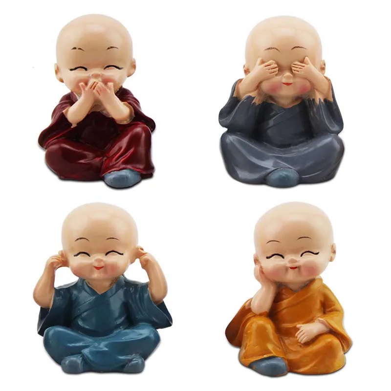 4 шт./компл. милые скульптуры маленького монаха Креативные Куклы Будды поделки из