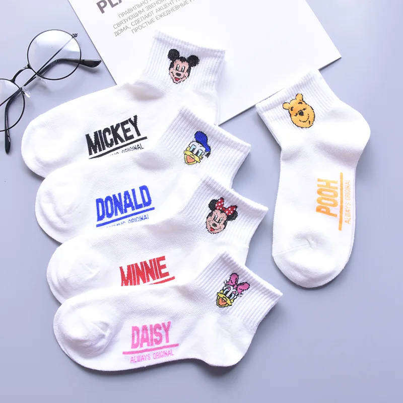 10 шт. = 5 пар/лот милые Harajuku белые носки женские летние корейские Micky Mouse Chi bi Maruko