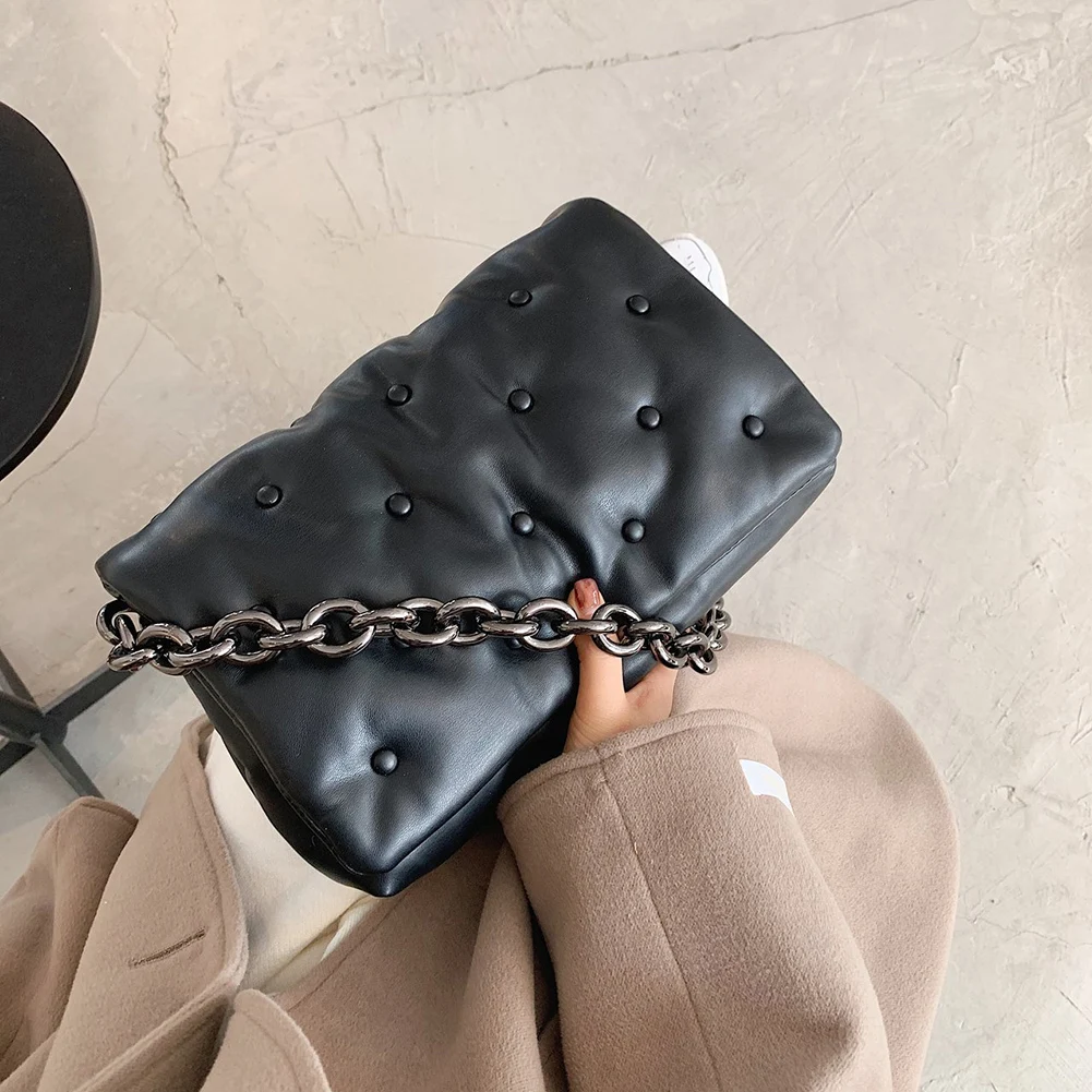 

Women's Bag New Solid Color Fashion Women Purses and Handbag Leather Chain Shoulder Bag Retro Quilted Ladies Underarm Bag Clutch