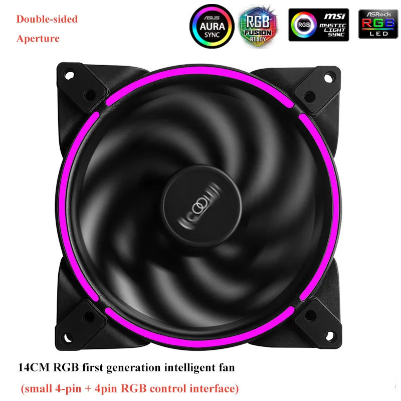 Pccooler 14 см RGB вентилятор для чехол компьютера, высокопроизводительный кулер вентилятор 12V4PIN/5V3PIN RGB PMW вентилятор Замена кулера для воды - Цвет лезвия: 12V4PIN RGB