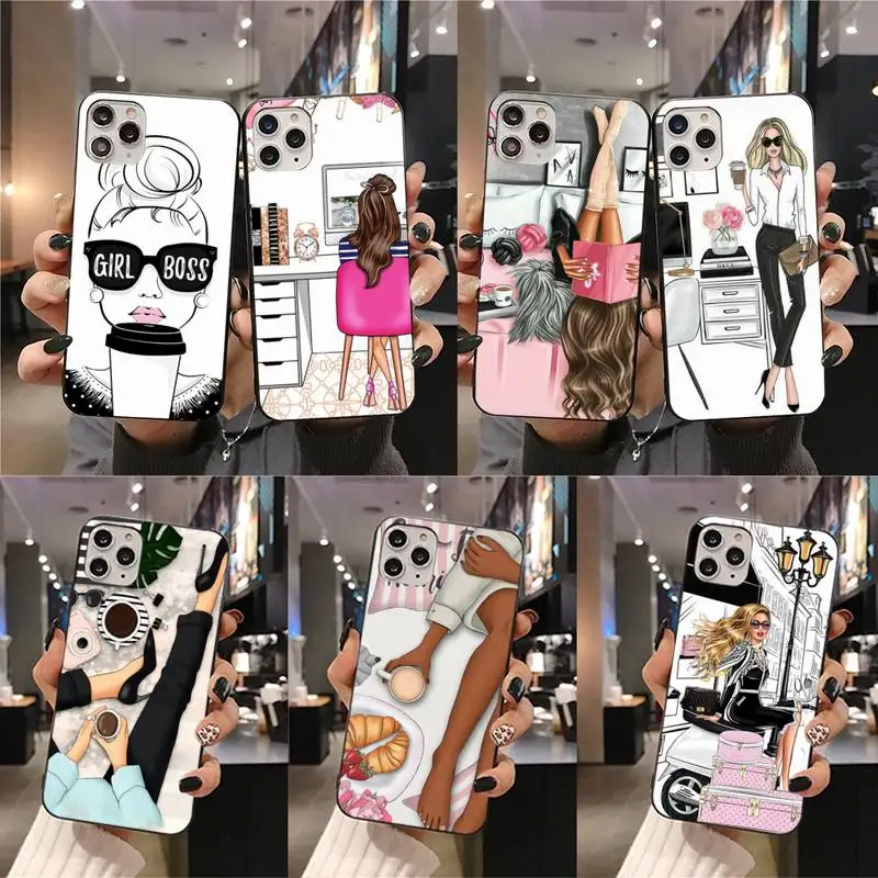 

Princess Female Boss Coffee Phone Case For iphone 13 12 11 Pro Mini XS Max 8 7 Plus X SE 2020 XR cover