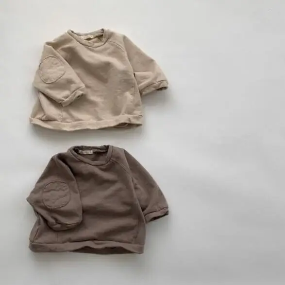 

2021 Japanese and Korean Autumn and Winter Male and Female Baby Patch Modal Long Sleeve Loose T-shirt Sweater Pullover