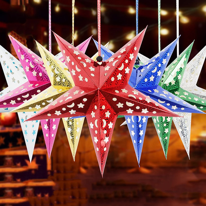 Бумажные подвески в виде звезд 10 шт. 3d-пентаграмма абажур для рождественской