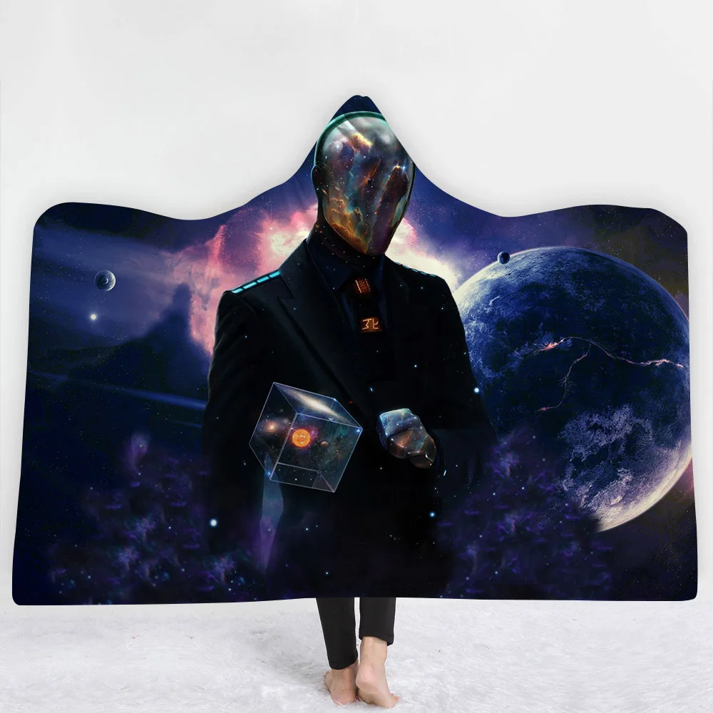 Одеяло с капюшоном Cosmic Galaxy, утепленный плащ из микрофибры, волшебная Сиеста, семейная одежда, одеяло для детей, Прямая поставка
