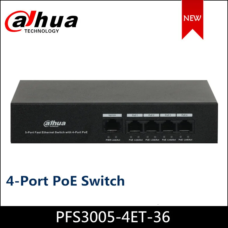 4-портовый коммутатор PoE Dahua (неуправляемый) PFS3005-4ET-36 двухслойный Ethernet |