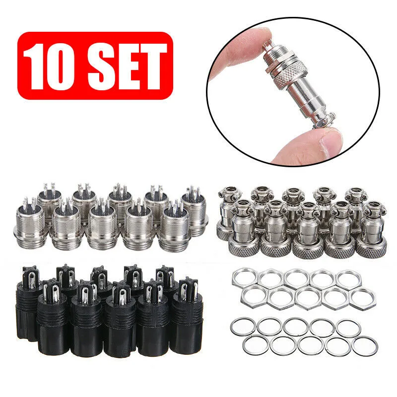 

Screw Aviation Plug Socket Tool 10 Set 12mm 300V Connector Male + Female