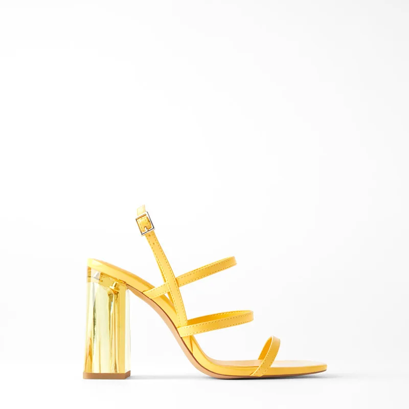 

Brand Women Summer Sandals Ankle Strap Women High Heels Transparent Heel Sandals Women 2020 Thick Heels Shoes Female Open Toe