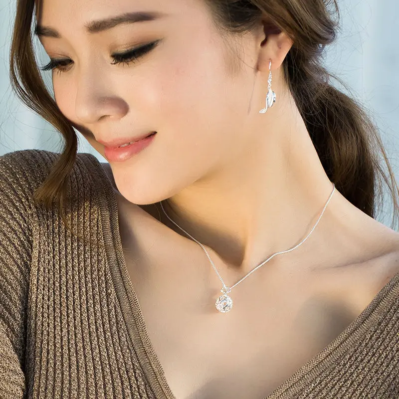 Женский ювелирный комплект из колье и серёг серебра 925 пробы | Украшения