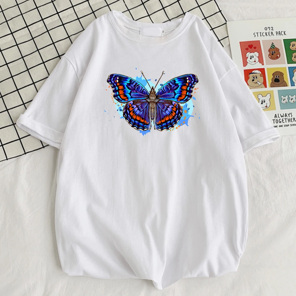 

Мужские футболки с принтом синих крыльев бабочек, простые повседневные футболки, крутая футболка оверсайз, креативная Мужская Уличная одеж...