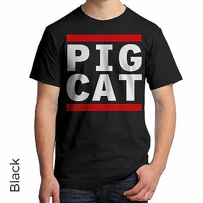 

PIG CAT Graphic T-Shirt 80's Retro Shirt DJ Music Urban Hip Hop Tee