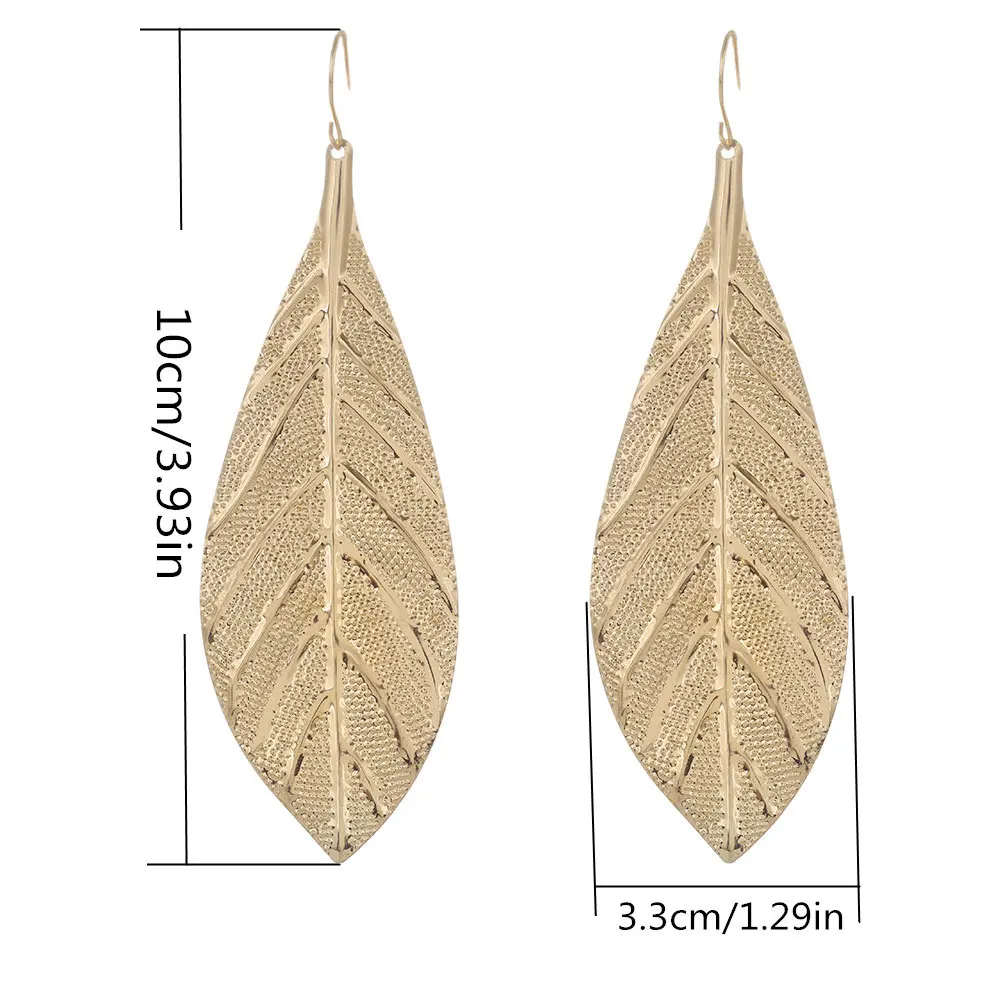 L.Mirror 1 пара Женские металлические листья висячие серьги Капельки Крючки