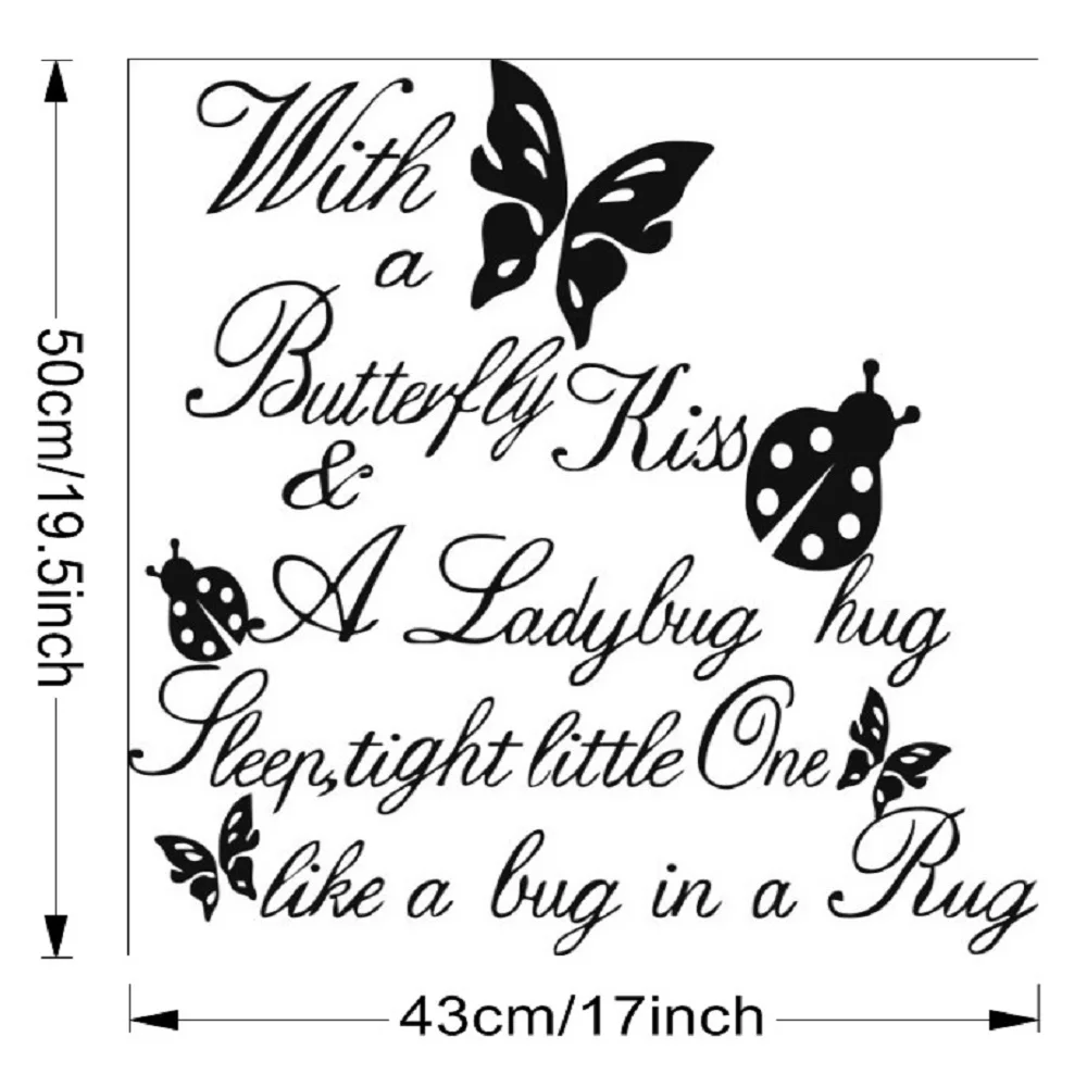 

Letters With A Butterfly Kiss Quote Girl Room Decor Art Removable Wall Stickers