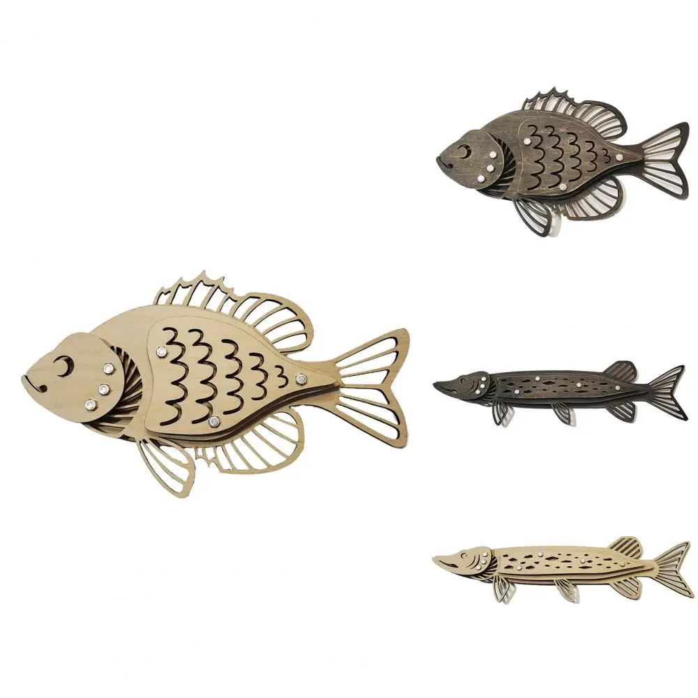 

4 Styles Eco-friendly Hanging Ornament Eye-catching Wear-resistant Wood Fish Shaped Wall Hanging Pendant for Home