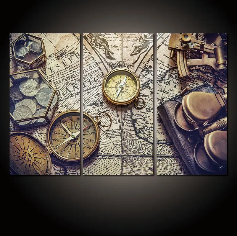 Три навигационных инструмента картина маслом Декоративная Настенная украшение