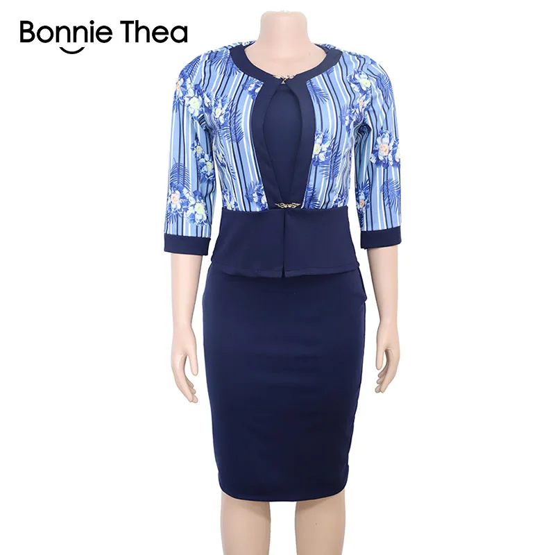 Женское осеннее платье Bonnie thea из двух частей с принтом женское вечернее офисное