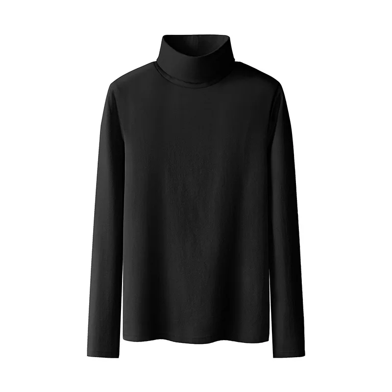 

Basis Leven Women Cotton T-shirt Long Sleeve Turtleneck Solid color Office Lady Top All Match Women Basic T-shirt