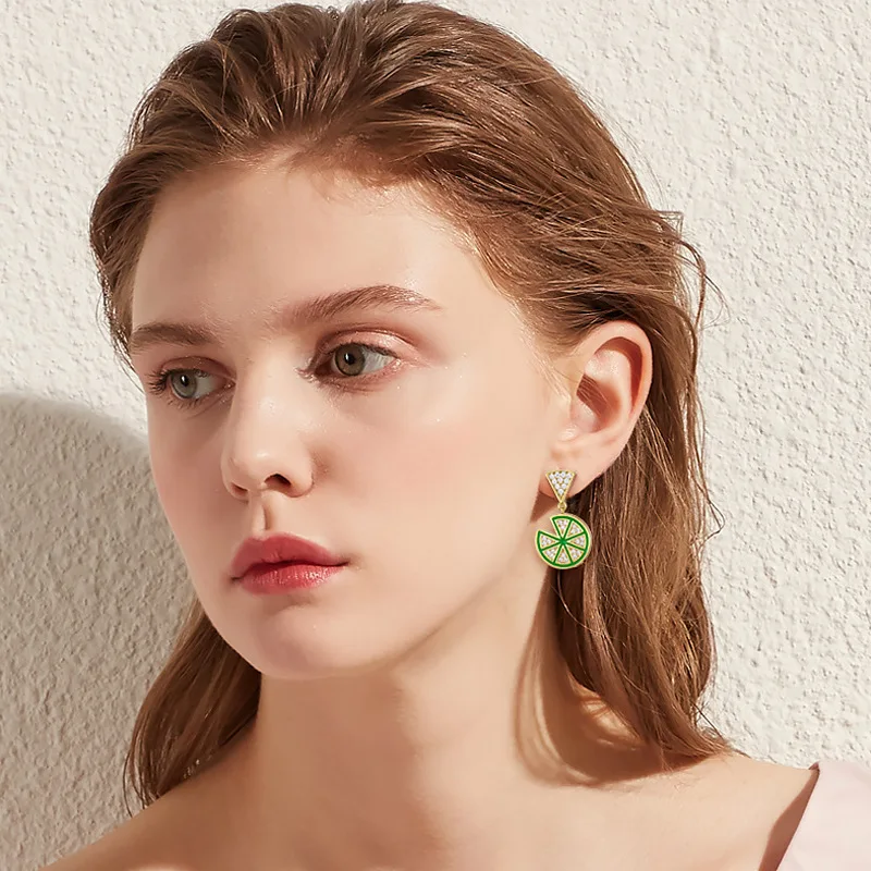 Корейская версия свежего лимона ломтик серьги дизайнерские чистый красный