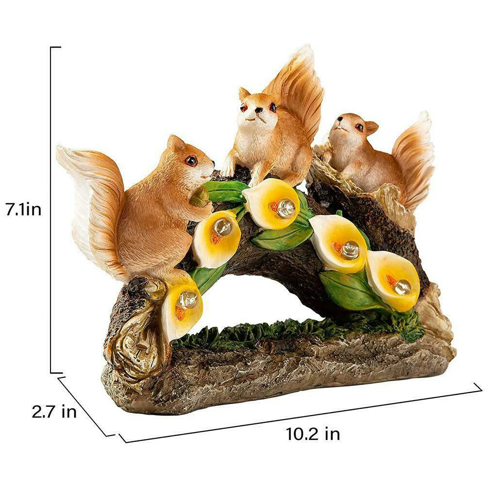 

Solar LED Garden Squirrels Resin Decoration Crafts Gardening Sculpture LED Lawn Lamp for Courtyard Landscape