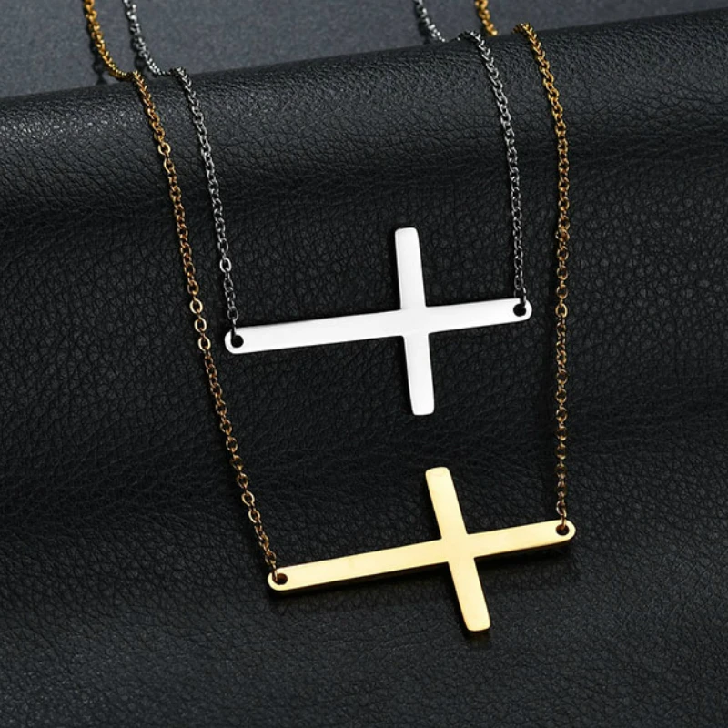 Eleple Европа Америка Леди ключицы цепи из нержавеющей стали ожерелья в виде креста
