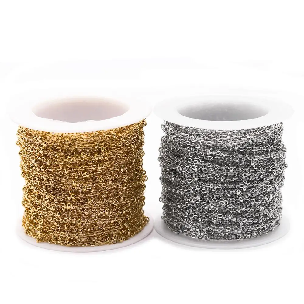 10 ярдов/рулон 1 5/2 мм Нержавеющая сталь шар бусы Rolo цепи цвета: золотистый