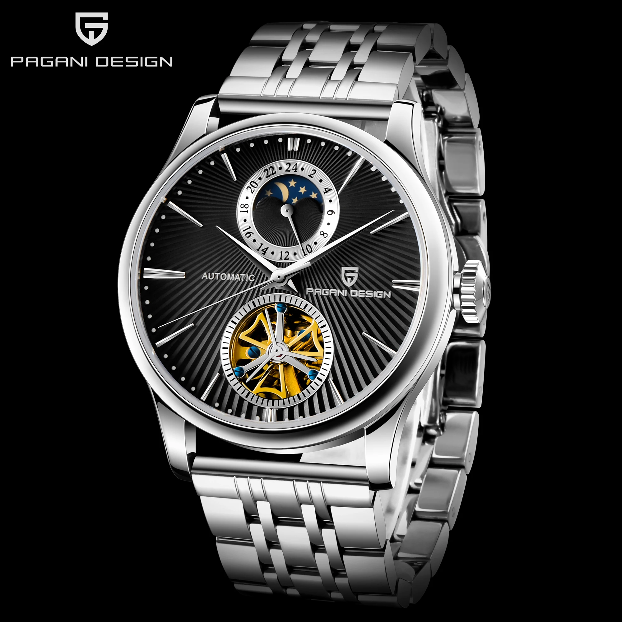 Pagani Design 2021 New Tourbillon Men's Automatic Mechanical Watch Men Stainless Steel Waterproof Watch Luxury Relogio Masculino