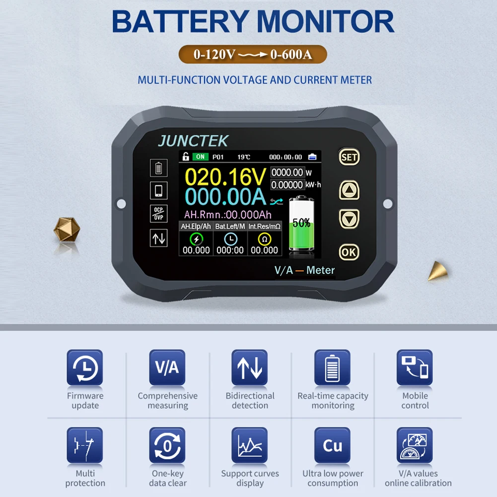 2.4 Inch TFT Color Screen Direct Current 0-120V BT Connection Battery Coulometer Monitor Android APP Remotes Control | Инструменты