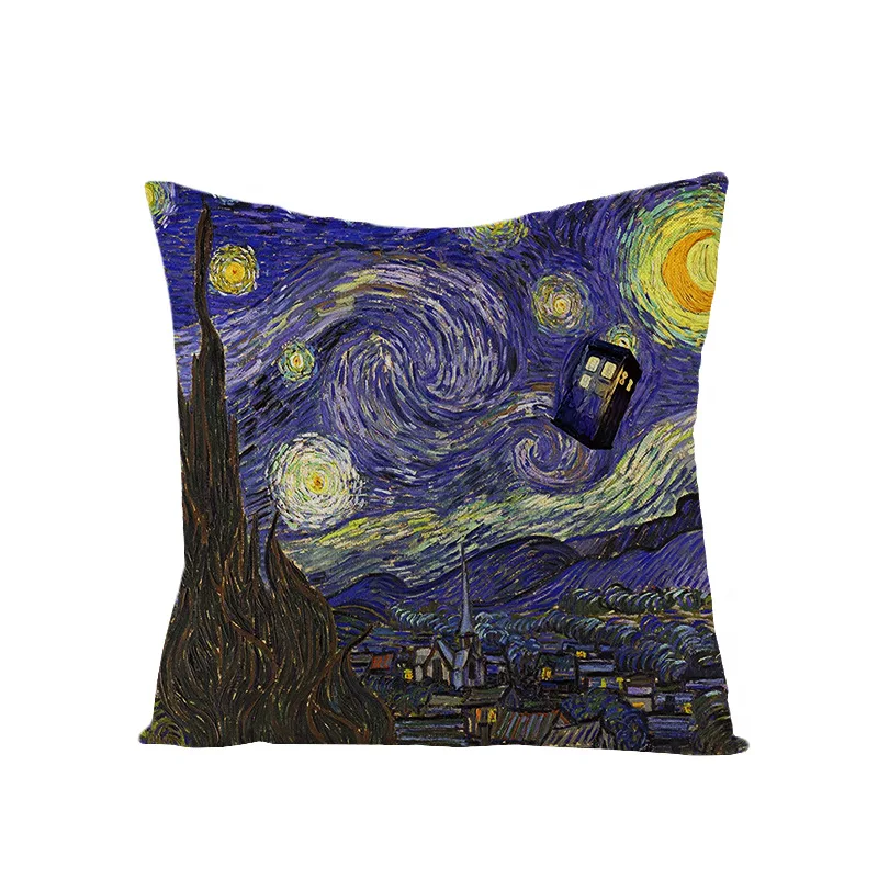 

Van Gogh Oil Painting Cushion Cover Sofa Home Decorative Pillow Case Sunflower Self-portrait Starry Sky Print Pillow Cover