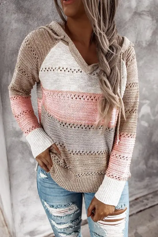 Женский пуловер свитер вязаные толстовки Повседневный в стиле пэчворк с