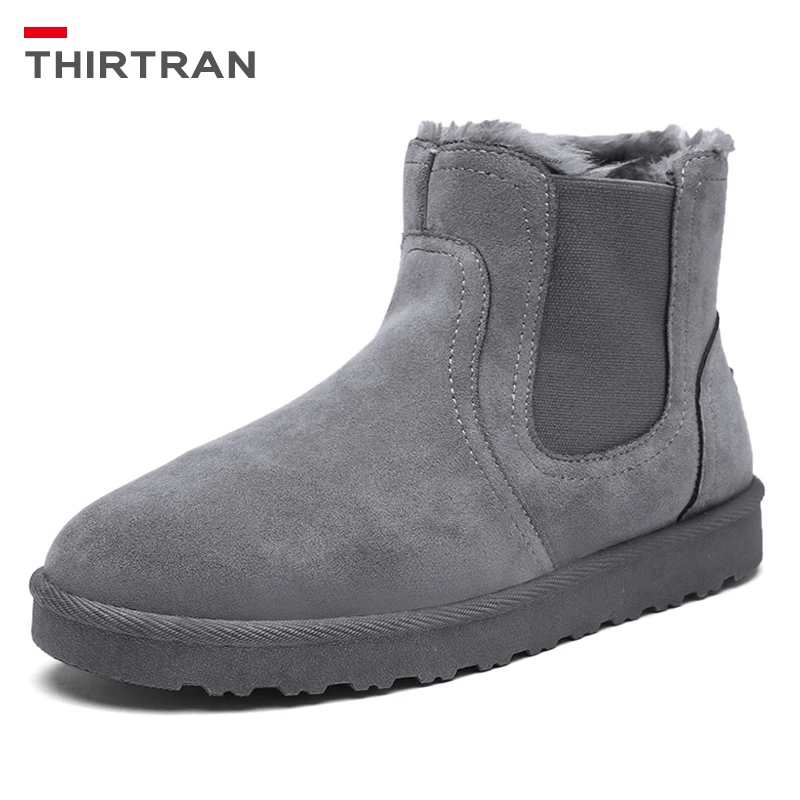 

THIRTRAN Snow Boots Men Winter Plush Thermal Slip-On Casual Shoes Couple Women Lightweight High-top Outdoor Sports Cotton Shoes
