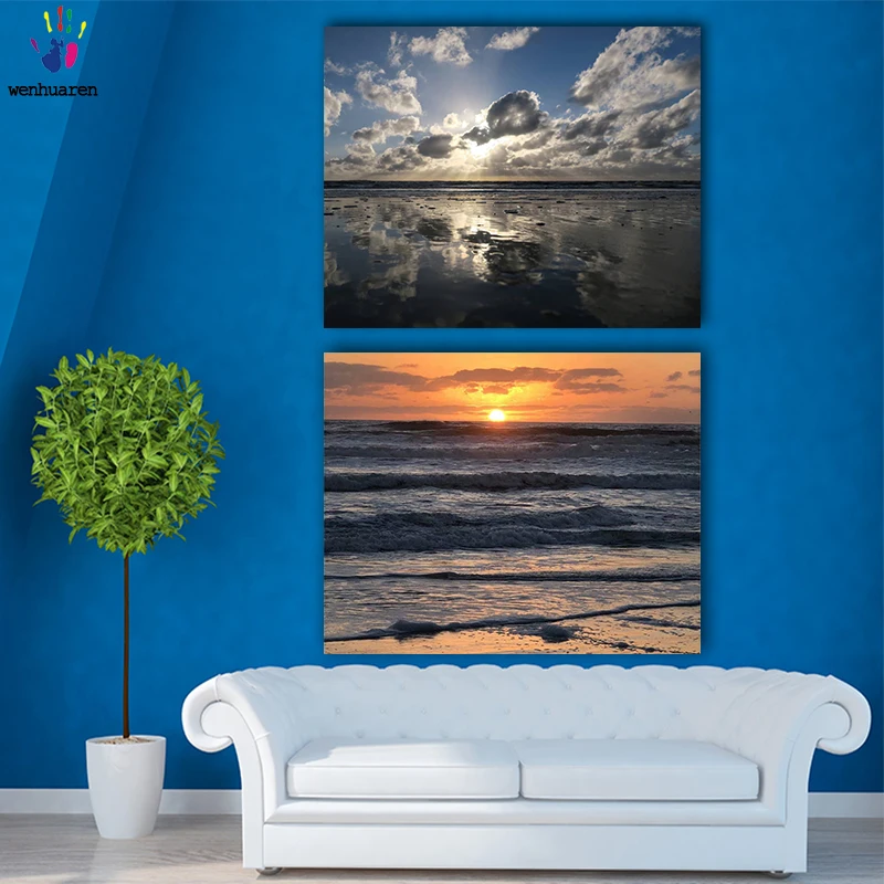 

DIY colorings pictures by numbers with colors The sea at sunset picture drawing painting by numbers framed Home