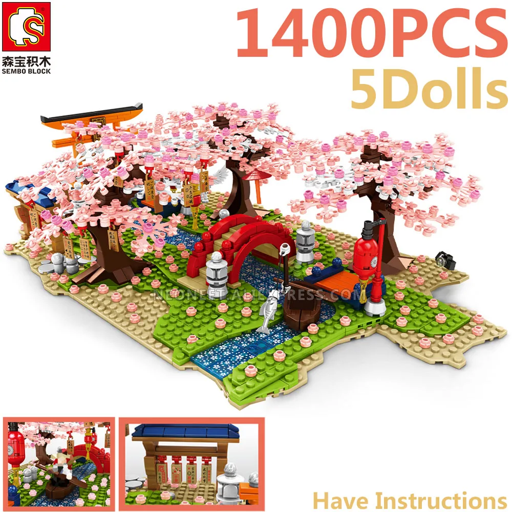 Блочный город SEMBO магазин в Японии уличный вид туннель сакуры Тори Mitarashi Inari |