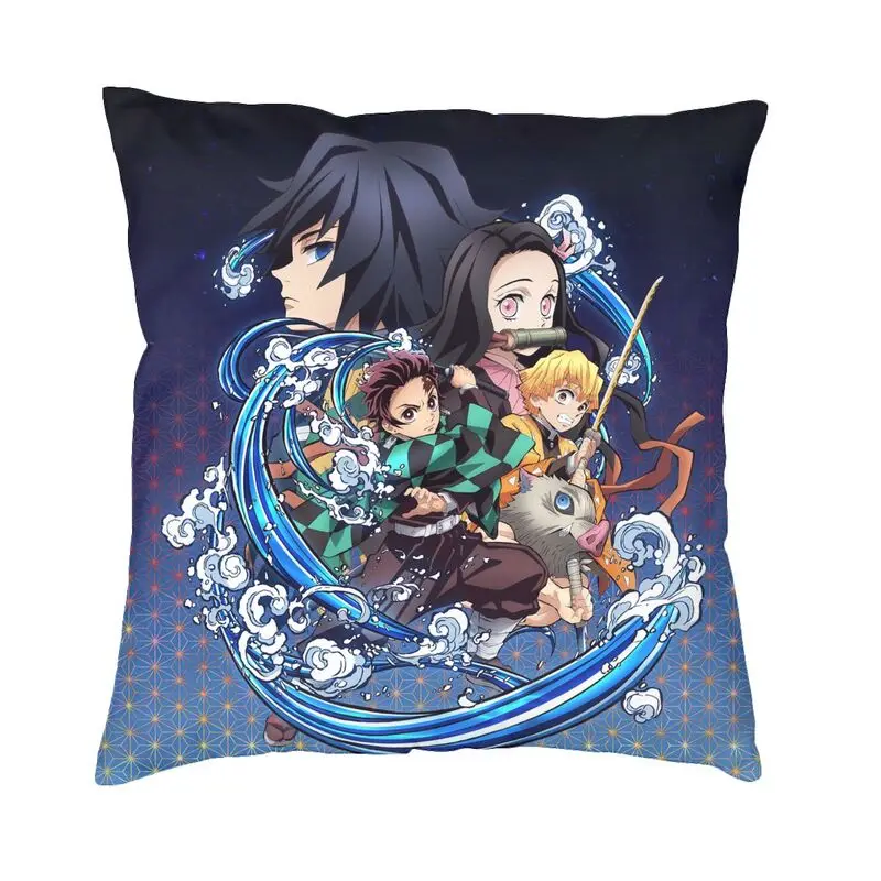 

Manga Demon Slayer Cushion Cover 45x45 Velvet Kimetsu No Yaiba Throw Pillow Case for Sofa Square Pillowcase Home Decorative