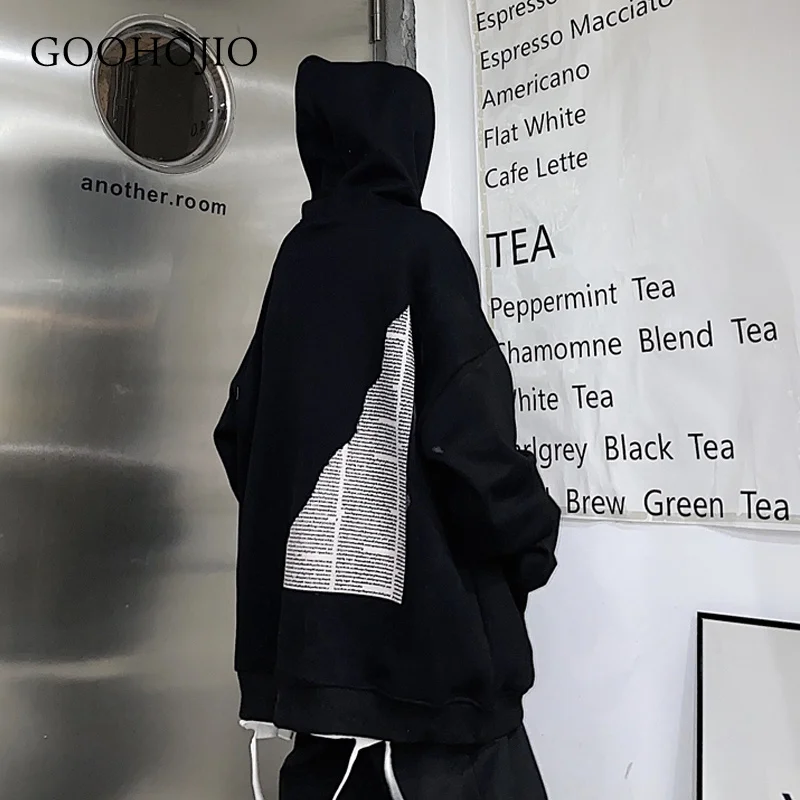 

GOOHOJIO 2021 New Winter Thick Hoodies Women Loose Fashionable Plus Cashmere Pullover Women Solid Black Sweatshirts for Girls