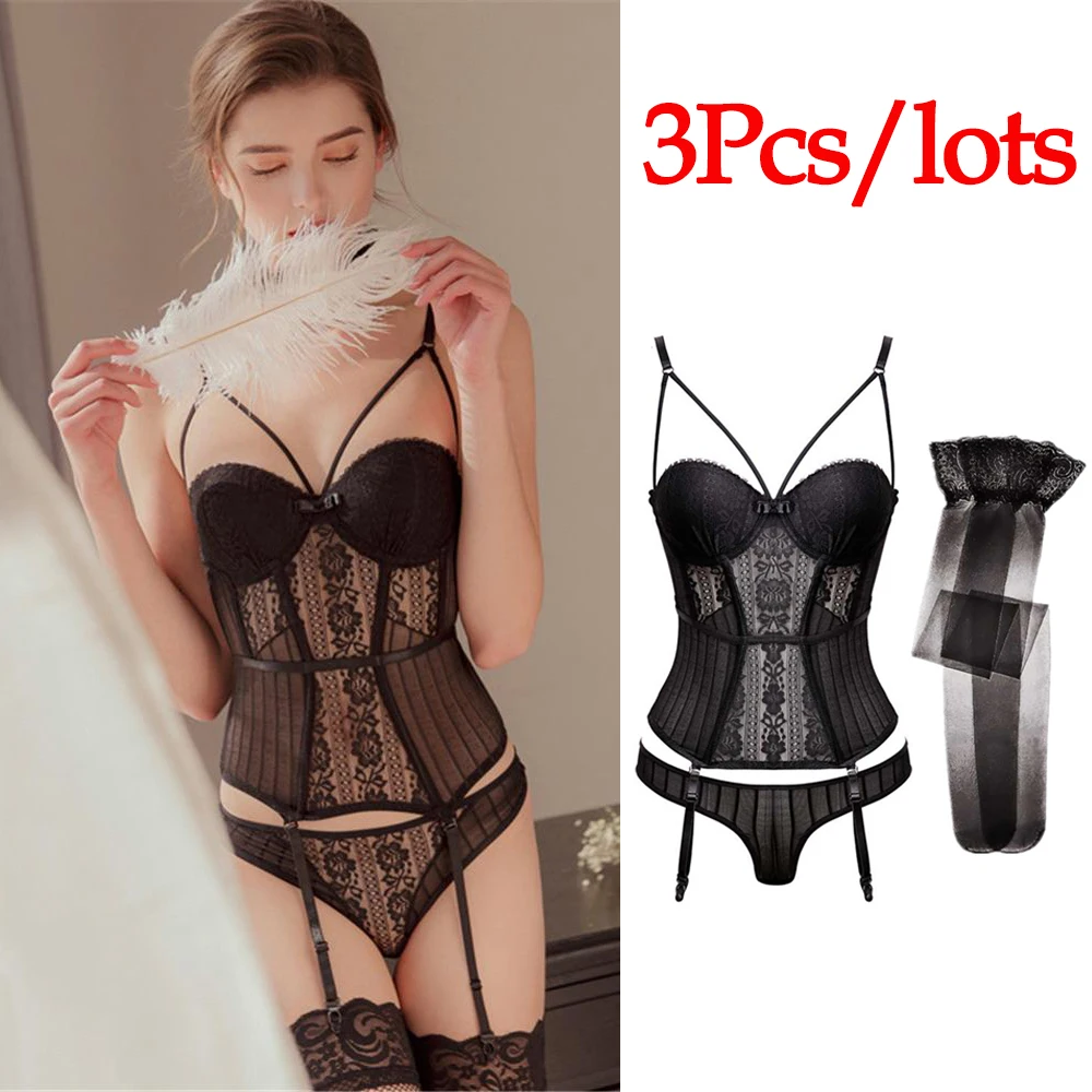 Женский кружевной корсет новый сексуальный комплект нижнего белья пуш ап с