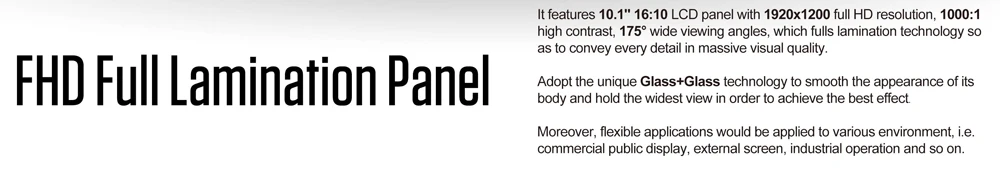 LILLIPUT FA1016/C/T 10," ips FHD 1000:1 емкостный Mutli-Touch монитор HDMI/VGA поддержка 4K 30 Гц стекло+ стеклянная технология