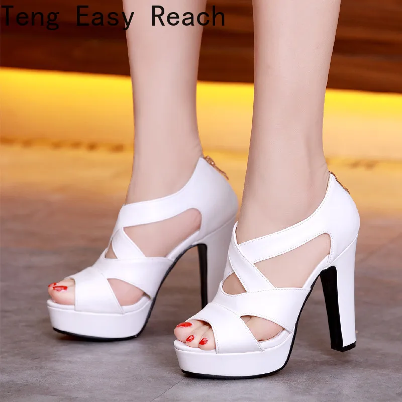 

Классические босоножки на платформе с блочным каблуком женская свадебная обувь 2021 г. Летние сандалии-гладиаторы на высоком каблуке пикантн...