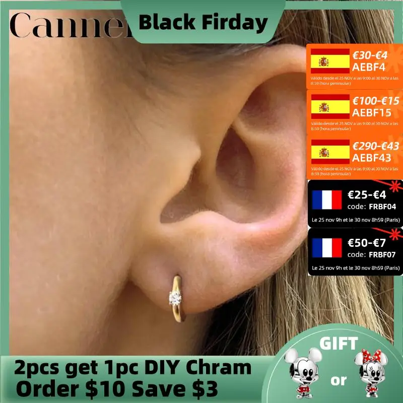

Simple Luxury Circle Zircon Earring 925 Sterling Silver Crystal CZ Hoop Earrings for Women Gold Silver Fashion Jewelry Wholesale