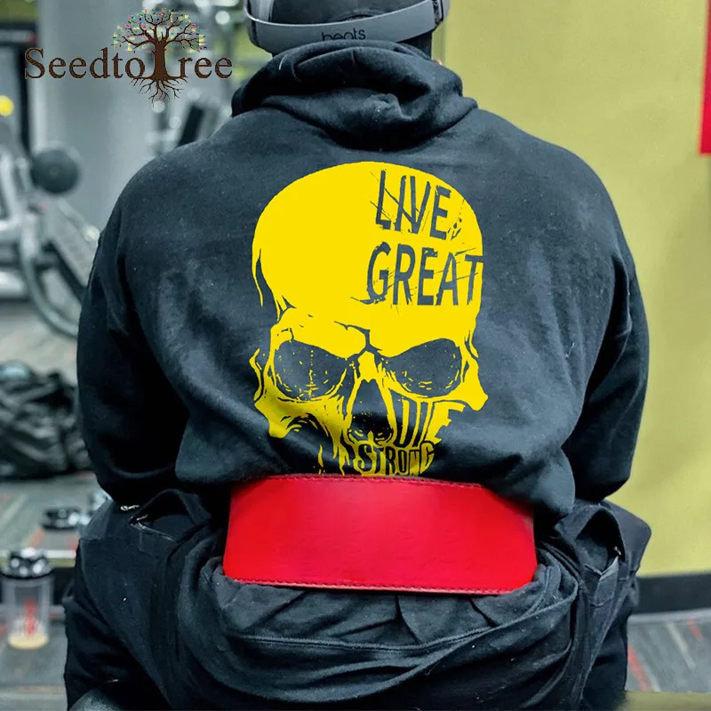 

Sweater Men's Spring and Autumn Men's Sports Sweater Cotton Loose Large Size Skull Print Casual Hooded Men's Jacket