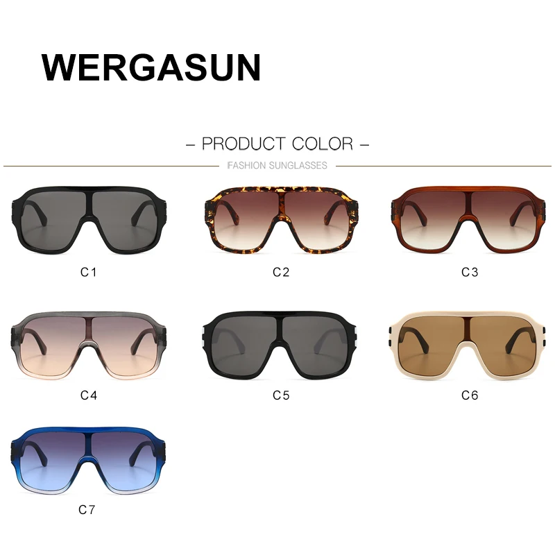 

WERGASUN Brand Design Fashion Sunglasses Women Oversized Vintage Sun Glasses Men Shades Eyewear Oculos de sol UV400