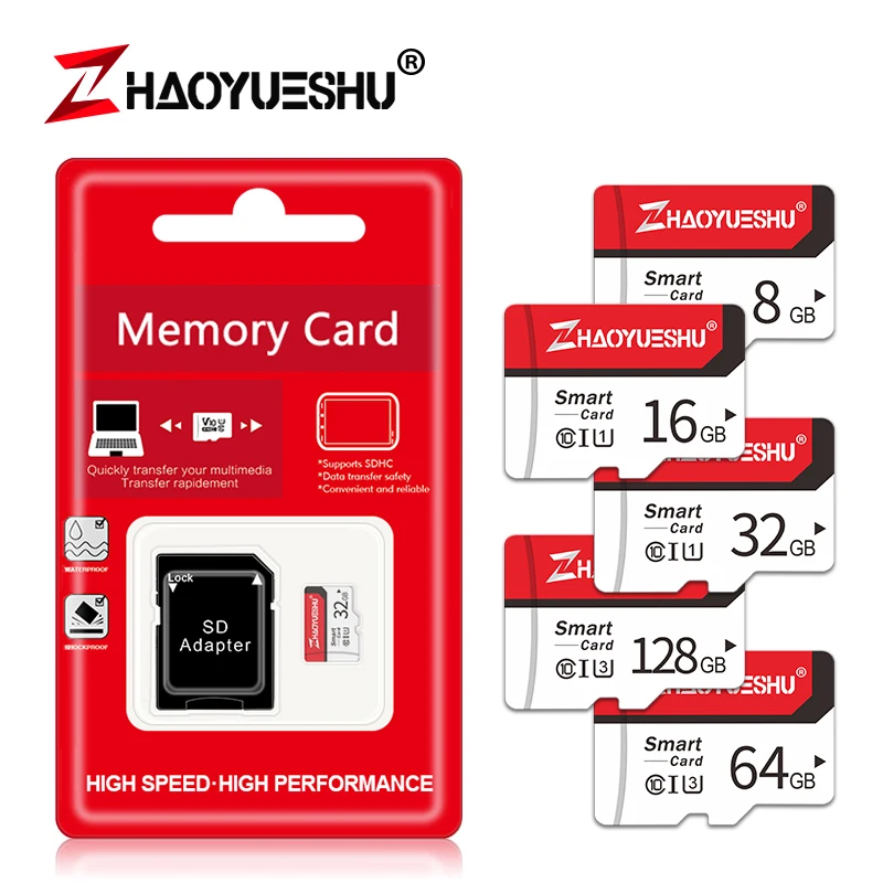 Карта micro SD/TF класса 10, высокоскоростная карта памяти, 128 ГБ, 64 ГБ, 32 ГБ, 16 ГБ, 8 ГБ, флеш-карта для мобильных телефонов и регистраторов вождения