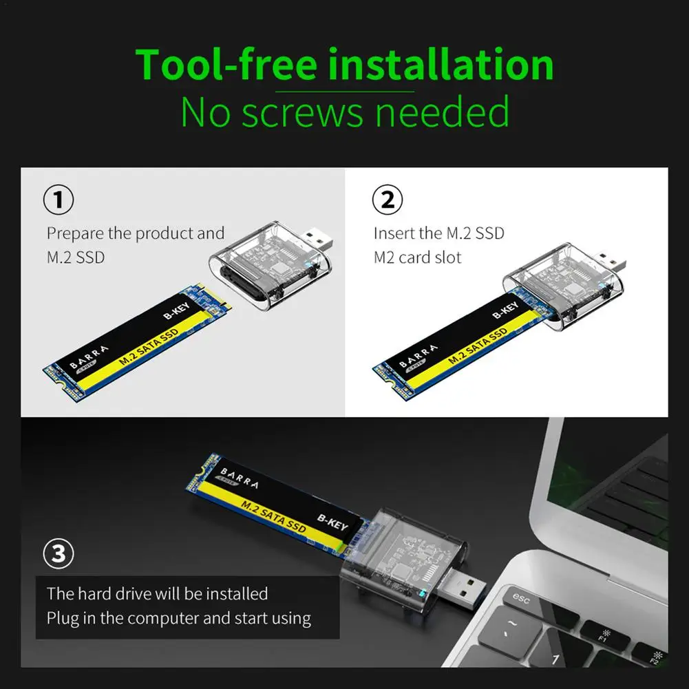 Чехол M.2 SSD для NVME PCIE NGFF SATA M/B Key Disk корпус на USB C прозрачный жесткого диска 5 Гбит/с |