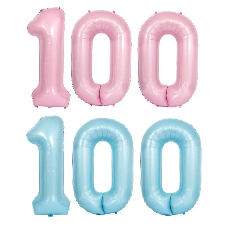 

40 inch Pearl Blue Pink Digital 100 Foil Balloon for Kid Party Decoration