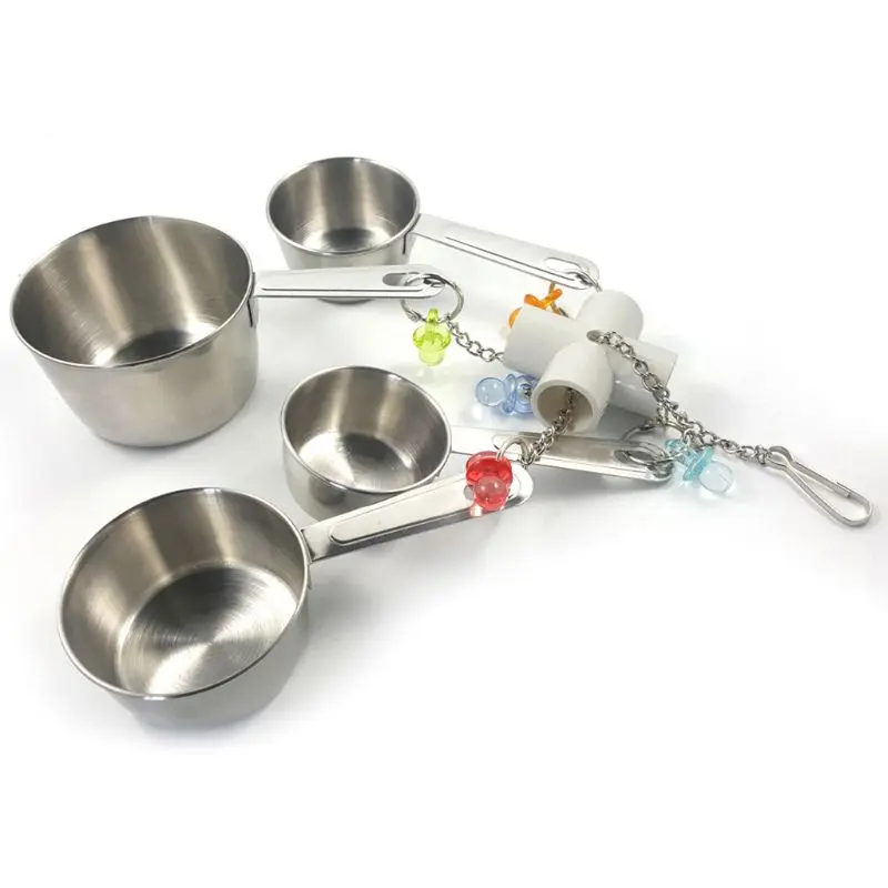 

4Pcs Bird Stainless Steel Bells String Parrot Hanging Chew Toy for Parakeet
