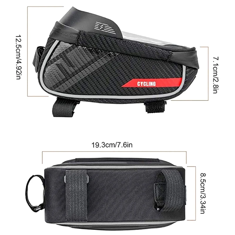 

Bicycle Front Frame Storage Bag with TPU Touchscreen MTB Top Tube Phone Mount