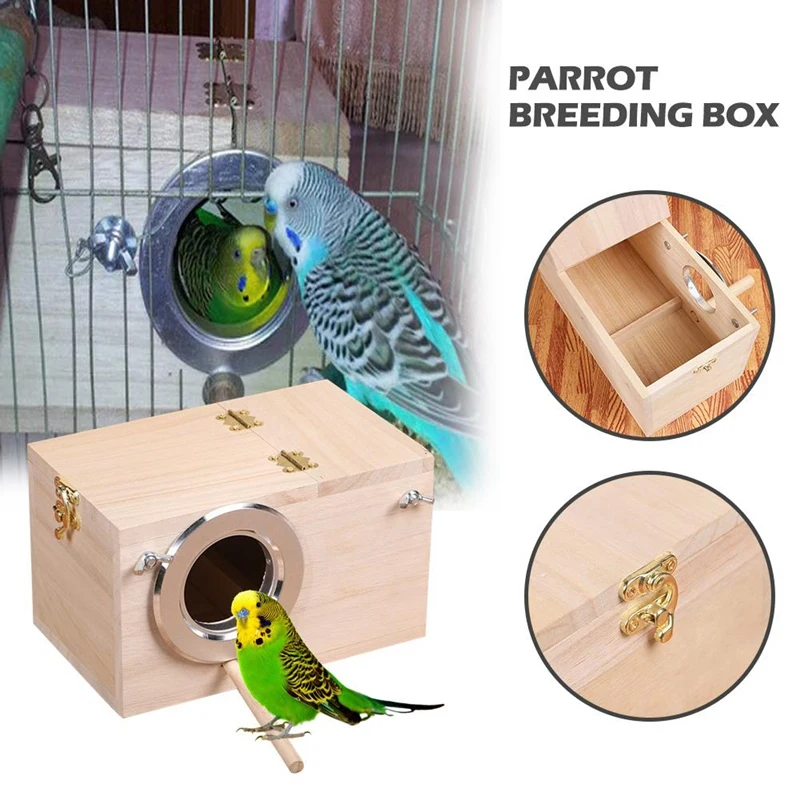 Solid Wooden Bird Feeder Budgerigar Parrot Breeding Box Nest Cage Incubator for Parakeet Love Birds | Дом и сад